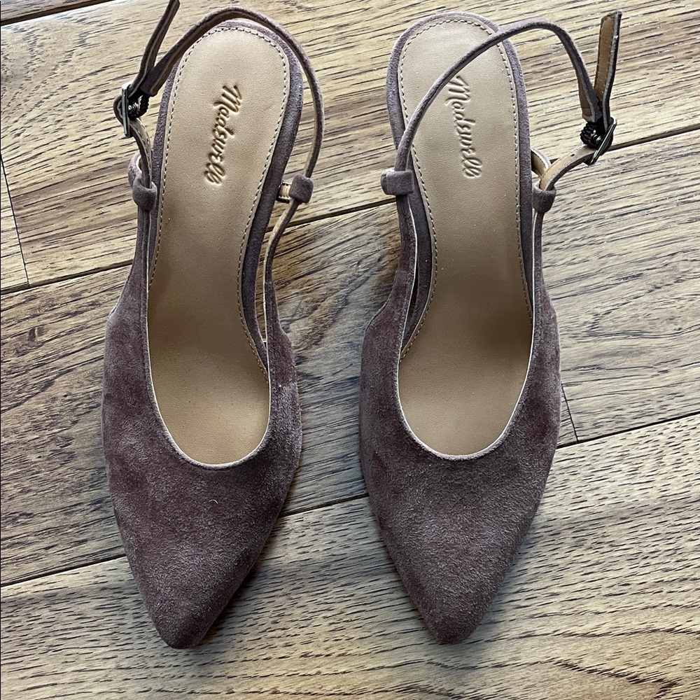 Madewell light brown Suede Pointed Slingback Heels